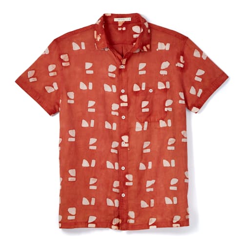 laydown image of Short Sleeve Madras Batik Shirt