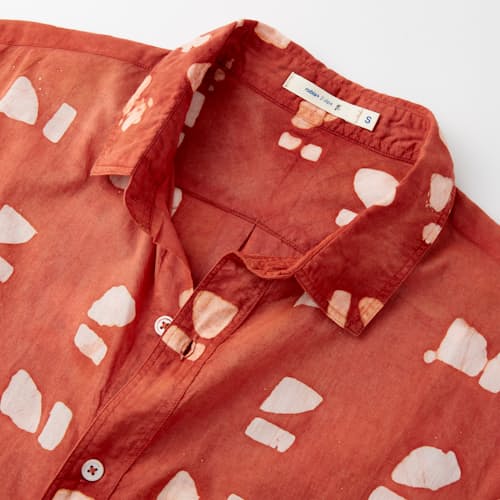 laydown image of Short Sleeve Madras Batik Shirt