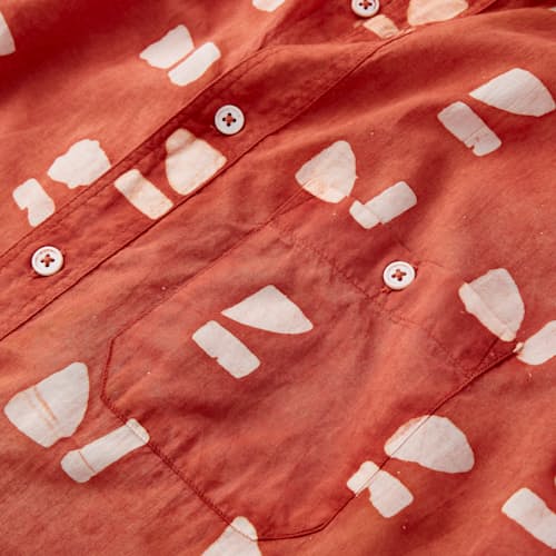 laydown image of Short Sleeve Madras Batik Shirt