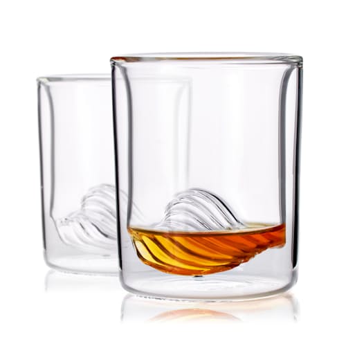 laydown image of The Wave - Set of 2 Whiskey Glasses