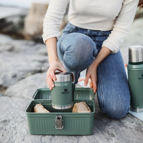 laydown image of Classic Legendary Food Jar + Spork