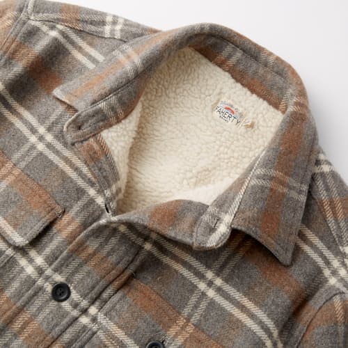 lifestyle image of Sherpa Lined Plaid Shirt