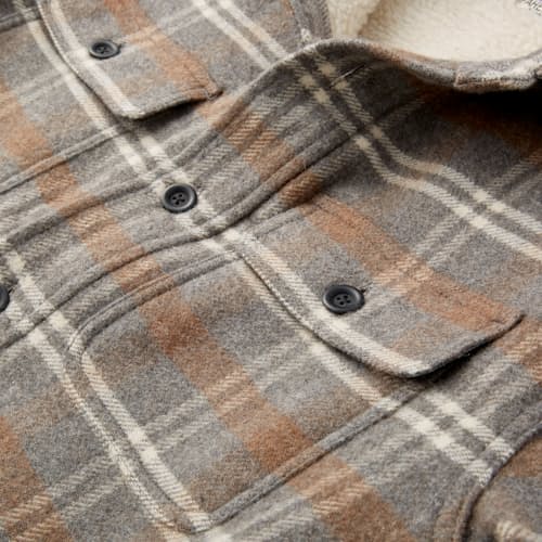 lifestyle image of Sherpa Lined Plaid Shirt