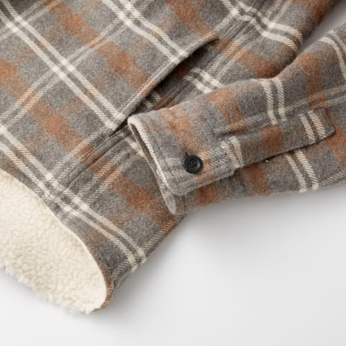 lifestyle image of Sherpa Lined Plaid Shirt
