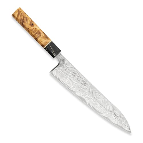 laydown image of Gyuto Swirl Damascus
