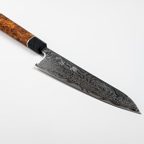 laydown image of Gyuto Swirl Damascus