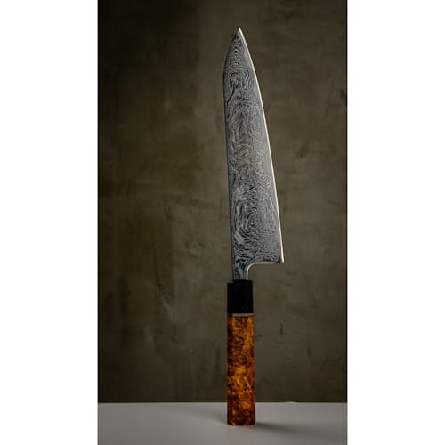 laydown image of Gyuto Swirl Damascus