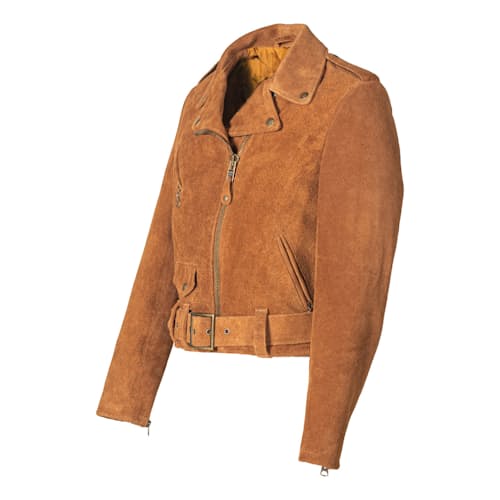 laydown image of Women's Rough Out Cow Suede Cropped Perfecto Jacket