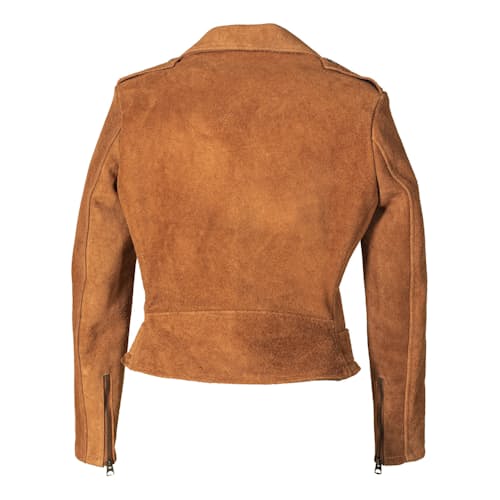 laydown image of Women's Rough Out Cow Suede Cropped Perfecto Jacket