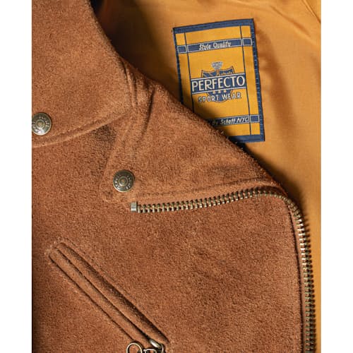 lifestyle image of Women's Rough Out Cow Suede Cropped Perfecto Jacket