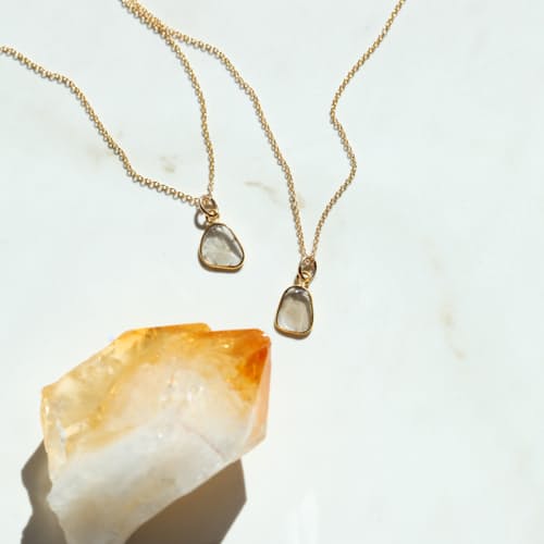 laydown image of Women's Chocolate Diamond Slice Necklace