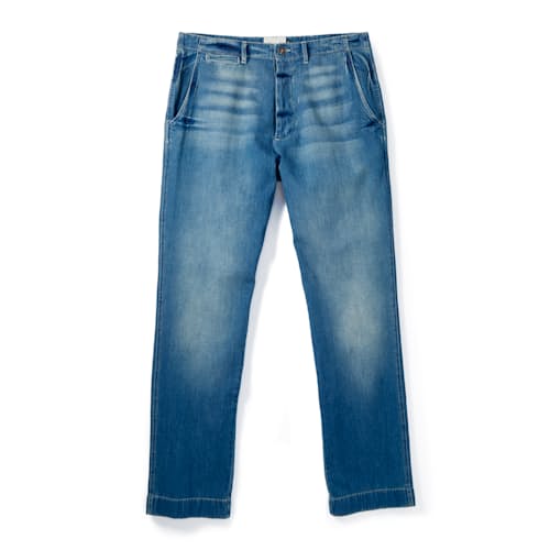 laydown image of Indigo Denim Chino Pant