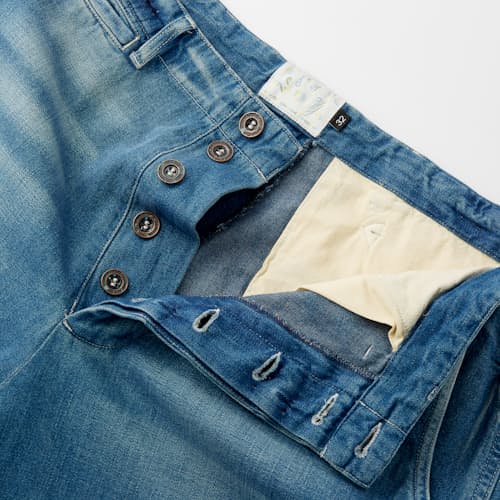 laydown image of Indigo Denim Chino Pant