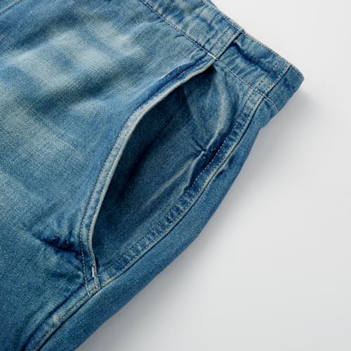 laydown image of Indigo Denim Chino Pant