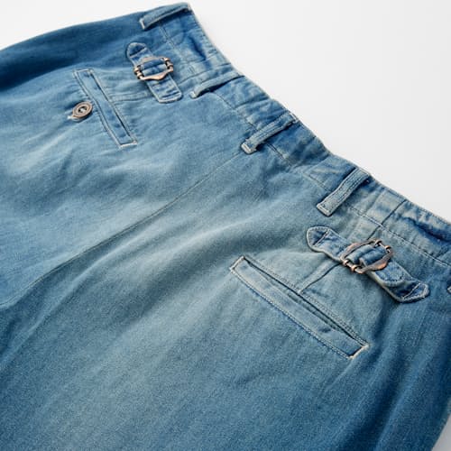 laydown image of Indigo Denim Chino Pant