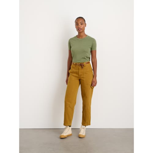 laydown image of Women's Phoebe Pant in Recycled Denim