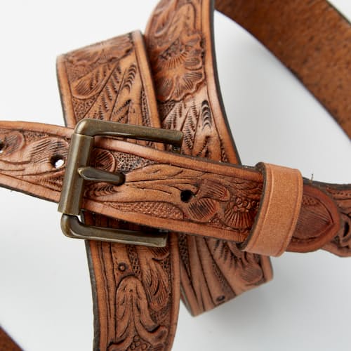 laydown detail image of Western Tooled Leather Belt