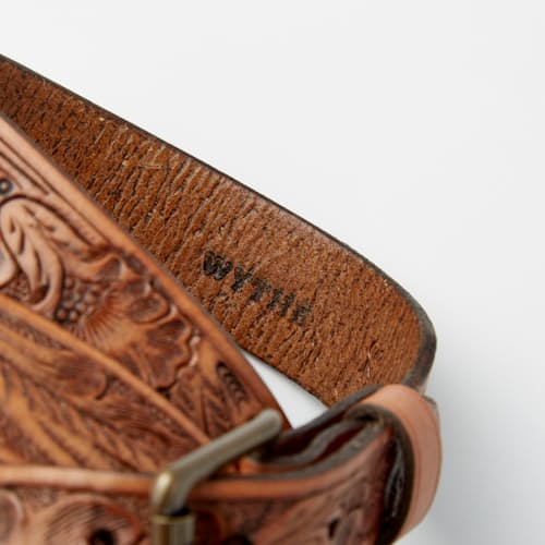 laydown detail image of Western Tooled Leather Belt