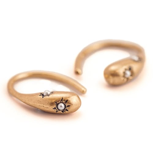 laydown image of Amelia Teeny Drop Pearl Earrings