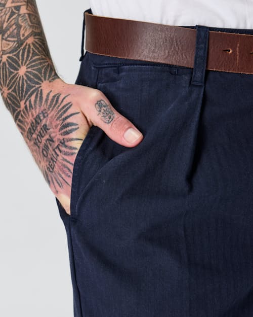 on model image of Pleated Chino - HB Classic