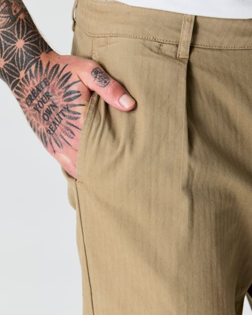 on model image of Pleated Chino - HB Classic