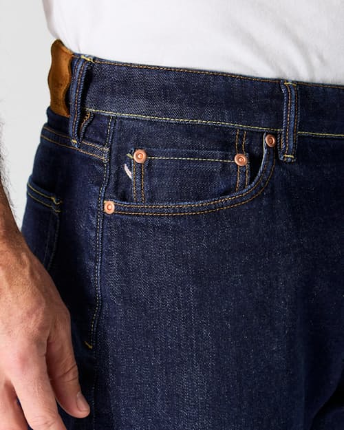 on model image of Stretch Selvedge Denim - HB Straight