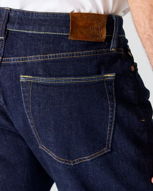 on model image of Stretch Selvedge Denim - HB Straight
