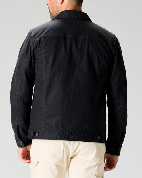 on model image of Flannel-Lined Waxed Trucker Jacket