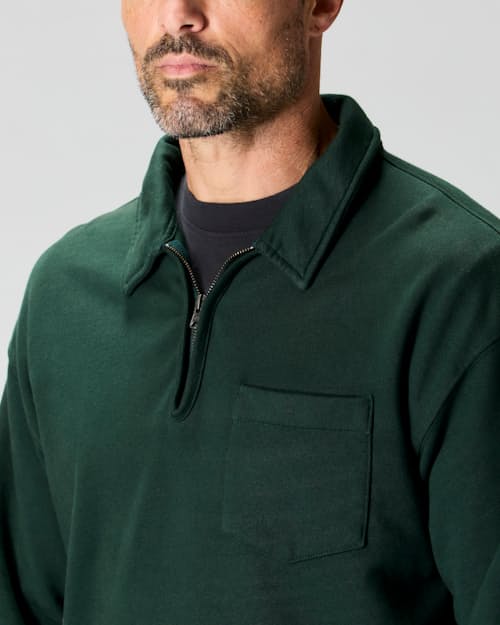 on model image of Midweight Terry Quarter Zip Sweatshirt