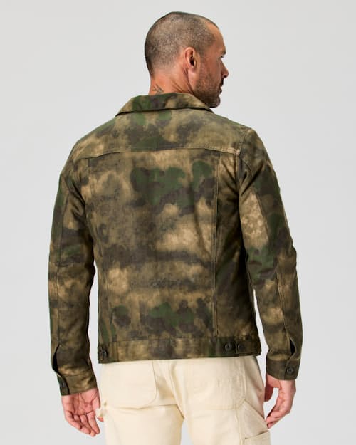 on model image of Flannel-Lined Waxed Trucker Jacket - Special Edition
