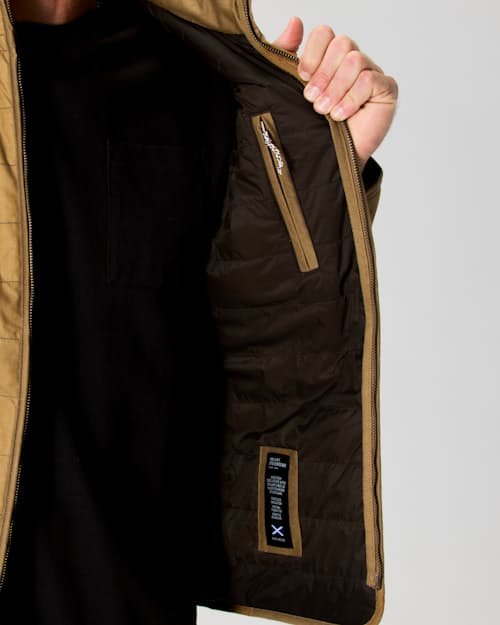 on model image of York Quilted Waxed Jacket