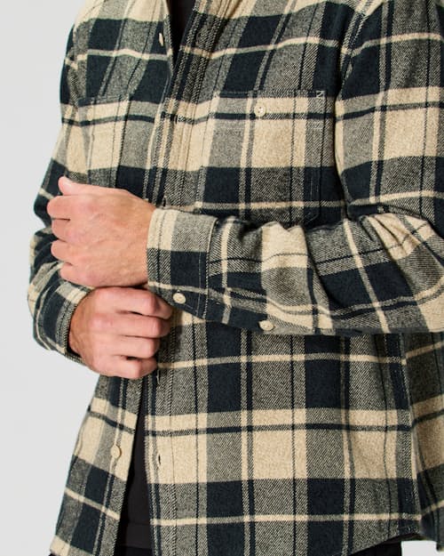 on model image of Midweight Cozy Flannel