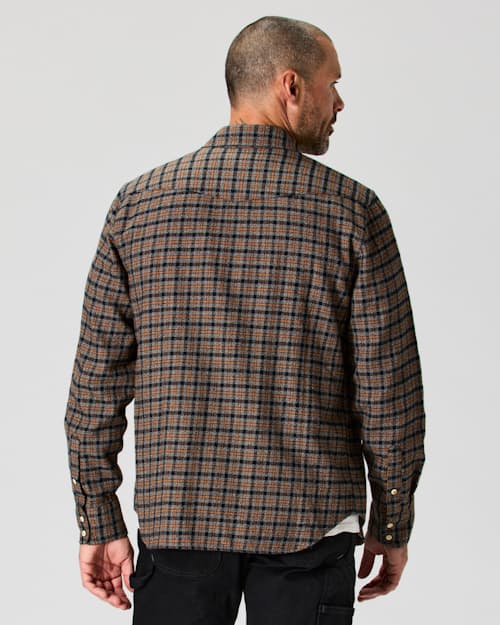 on model image of Flannel Western Button Down Shirt
