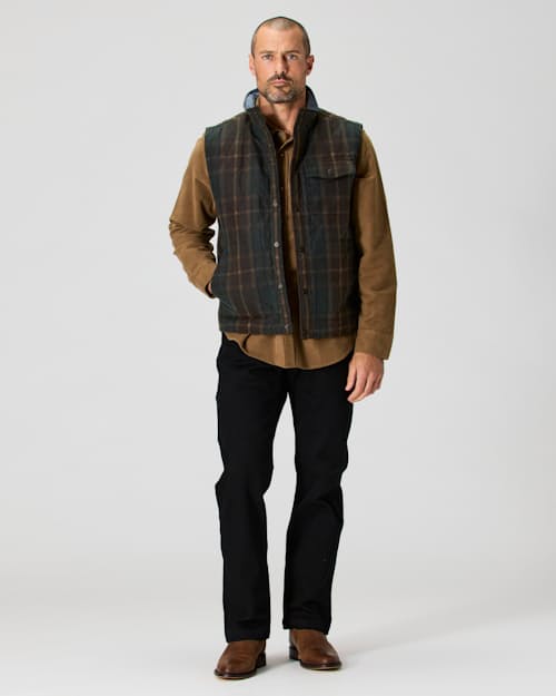on model image of Quilted Waxed Vest - Special Edition