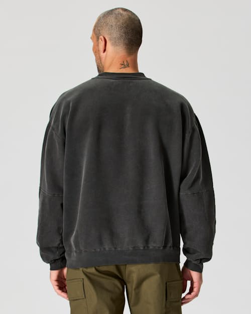 on model image of Vintage Wash Patch Crewneck