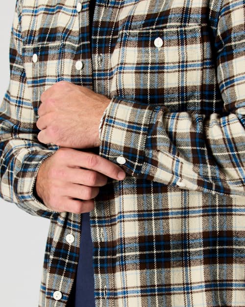on model image of Midweight Cozy Flannel