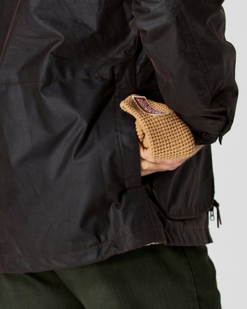 on model image of Flannel-Lined Waxed Hudson Jacket