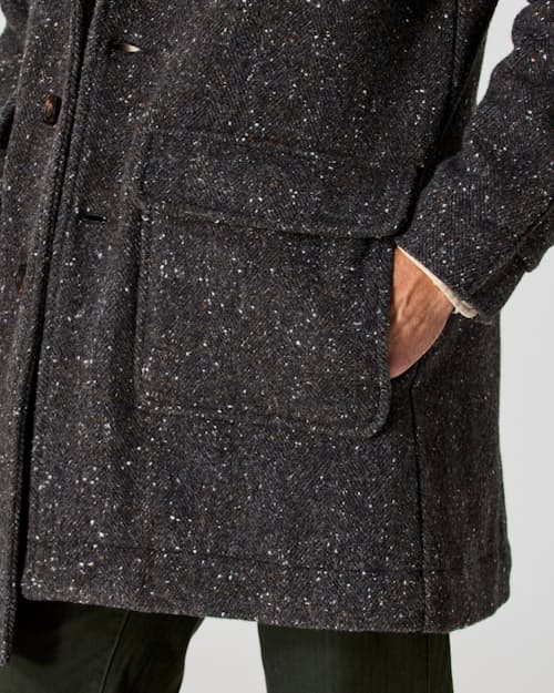 on model image of Wool Herringbone Overcoat