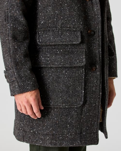 on model image of Wool Herringbone Overcoat