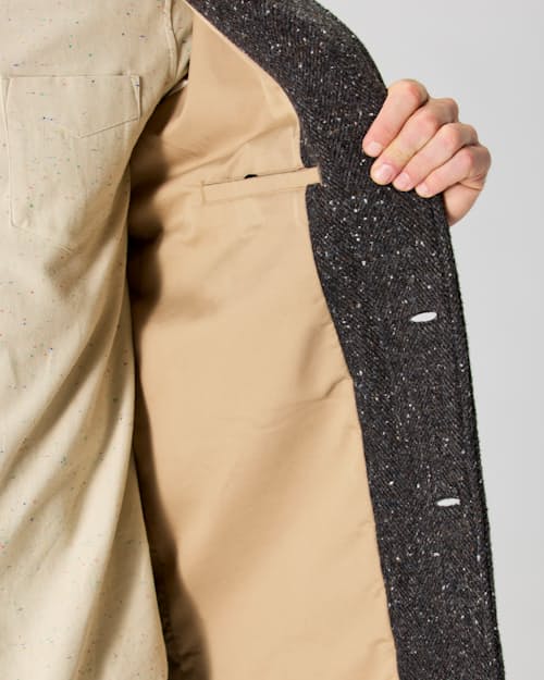 on model image of Wool Herringbone Overcoat