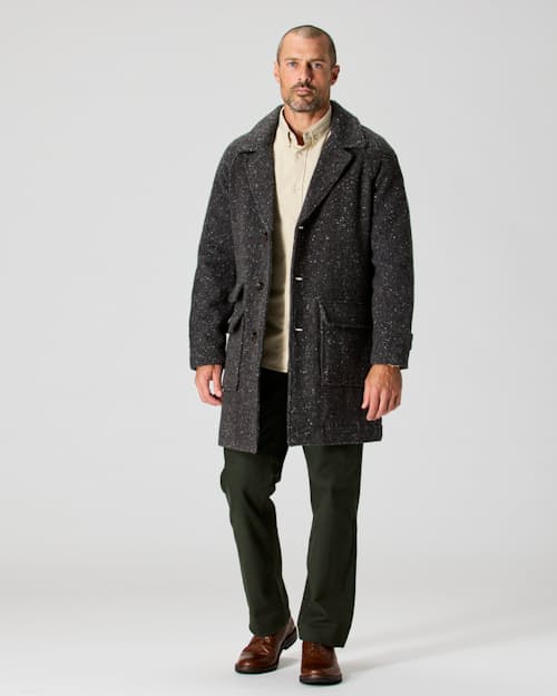 on model image of Wool Herringbone Overcoat