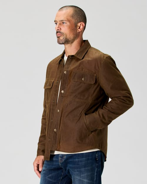 on model image of The Bighorn Waxed Shirt Jacket