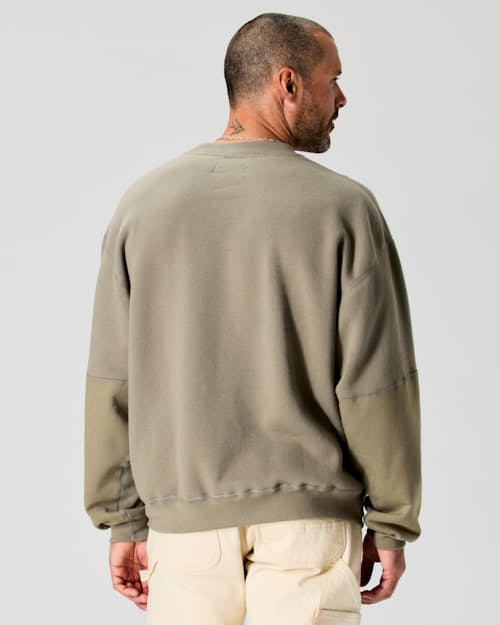 on model image of Vintage Wash Patch Crewneck