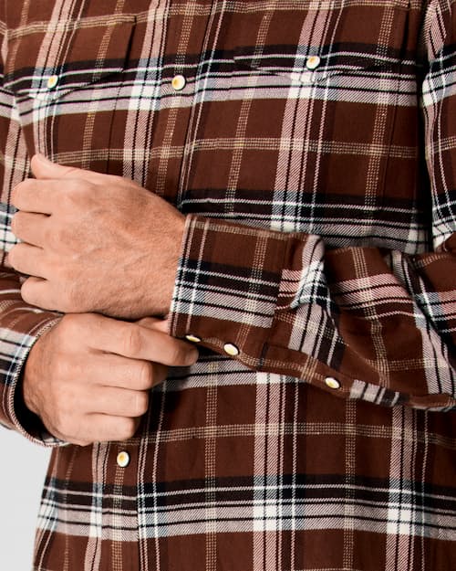 on model image of Flannel Western Button Down Shirt