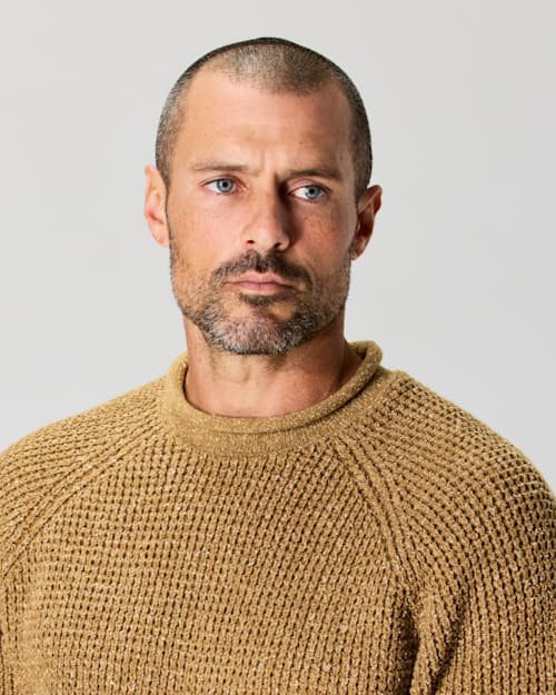 on model image of Recycled Cotton Headlands Rollneck Sweater