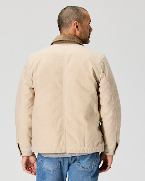 on model image of Flannel-Lined Quilted Waxed Rancher