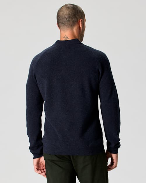 on model image of Long Sleeve Knit Polo