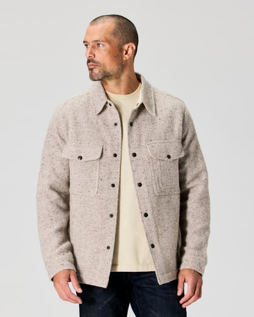 on model image of The Heritage Wool Jacket
