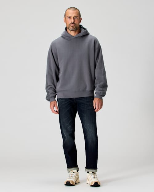 on model image of Vintage Wash Pullover Patch Hoodie