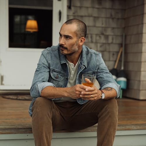laydown image of Denim Trucker Jacket